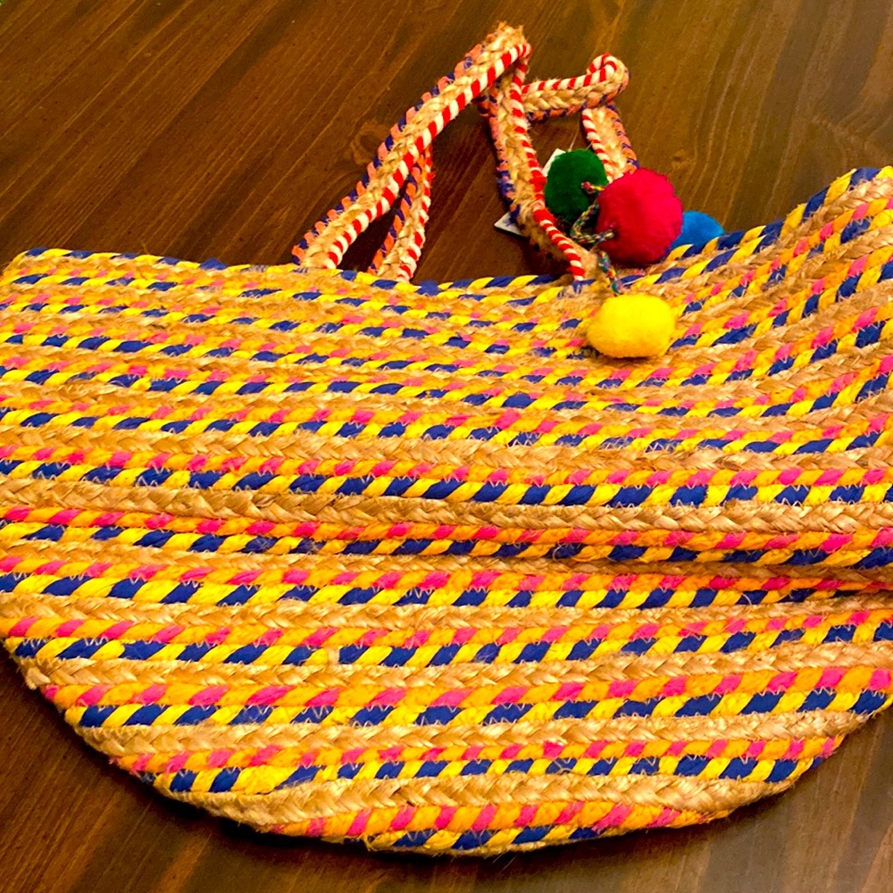 American beyond woven jute x- large tote bag nwt